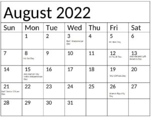 August 2022 Calendar With Holidays Canada pdf