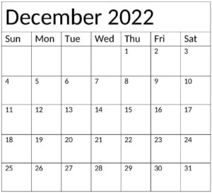 December 2022 Printable Calendar pdf