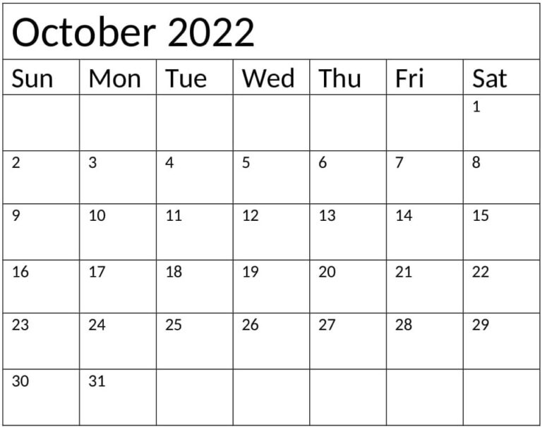 October 2022 Calendar With Holidays - Calendar Digital