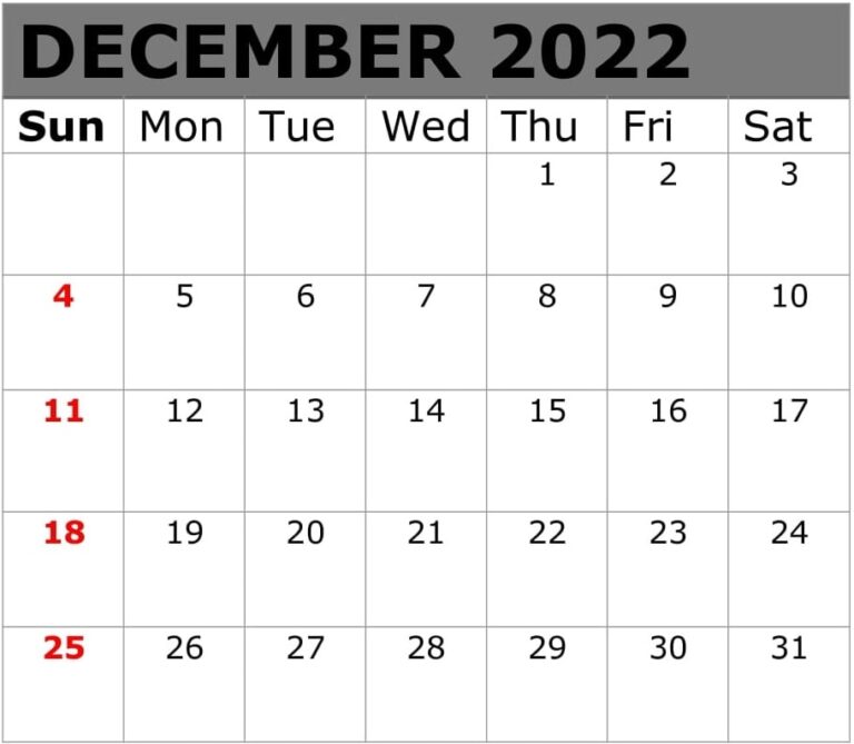 Printable December 2022 Calendar - CALENDAR DIGITAL