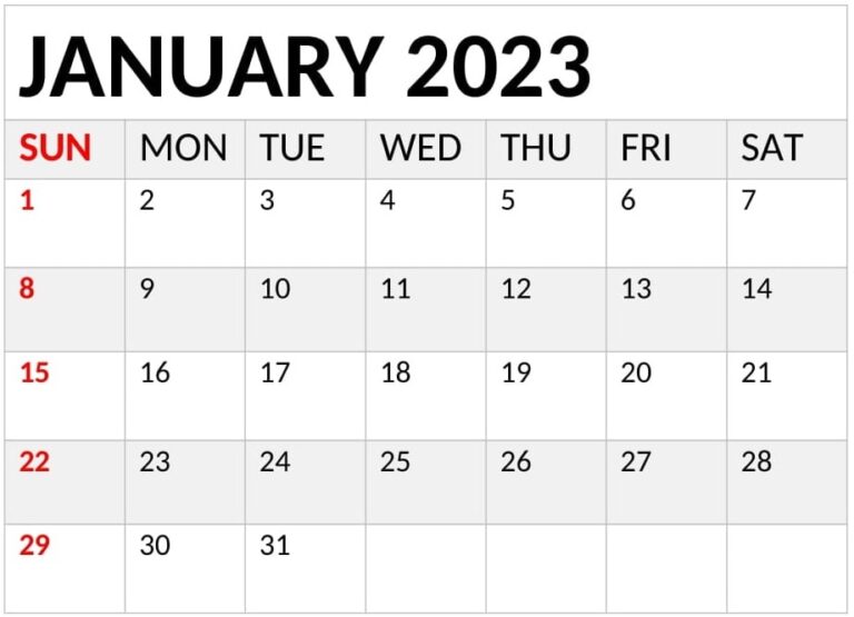 Free Printable January 2023 Calendar - Calendar Digital