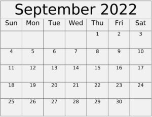 September 2022 Calendar