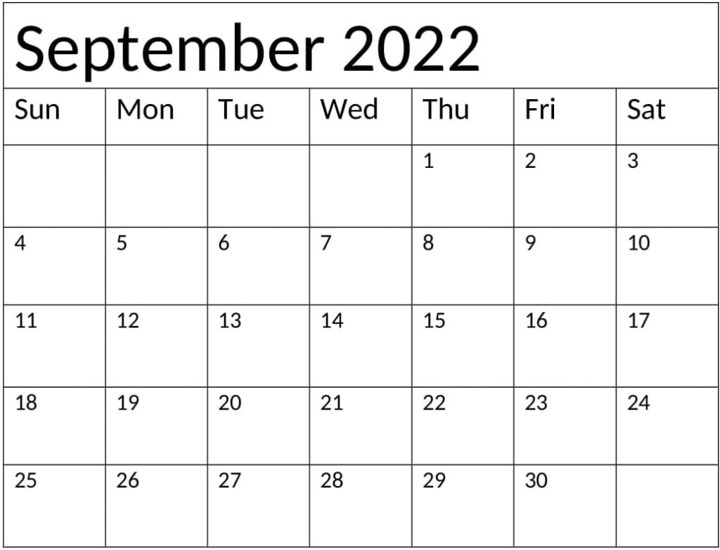 September 2022 Calendar Printable Free Calendar Digital