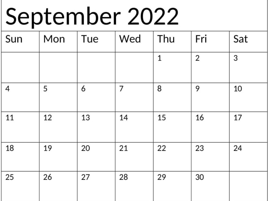 2022 Calendar September