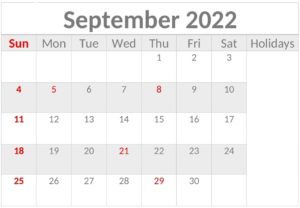 Printable September 2022 Calendar With Holidays