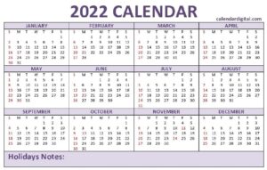 Year 2022 Calendar pdf