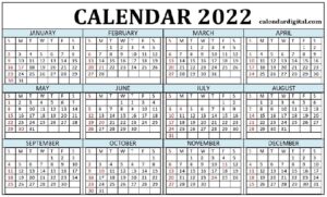Yearly 2022 Calendar pdf