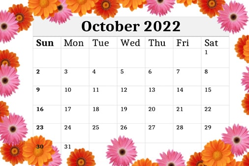 Cute Calendar October 2022
