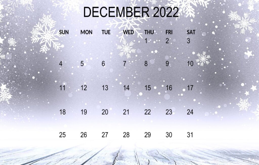 Cute Printable December 2022 Calendar