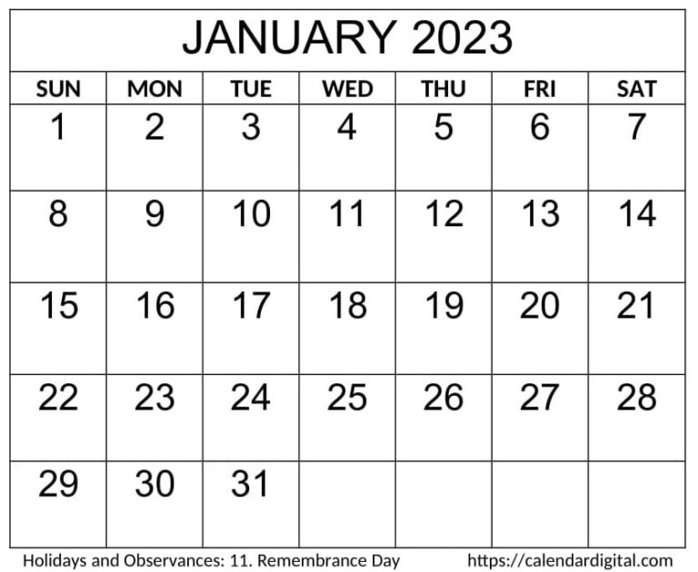January 2023 Calendar Printable Vertical Template Pdf 3206