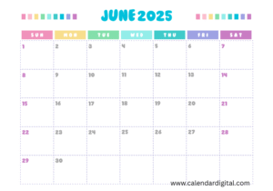 Free Printable June 2025 Calendar