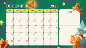 Cute December 2025 Calendar Printable Template