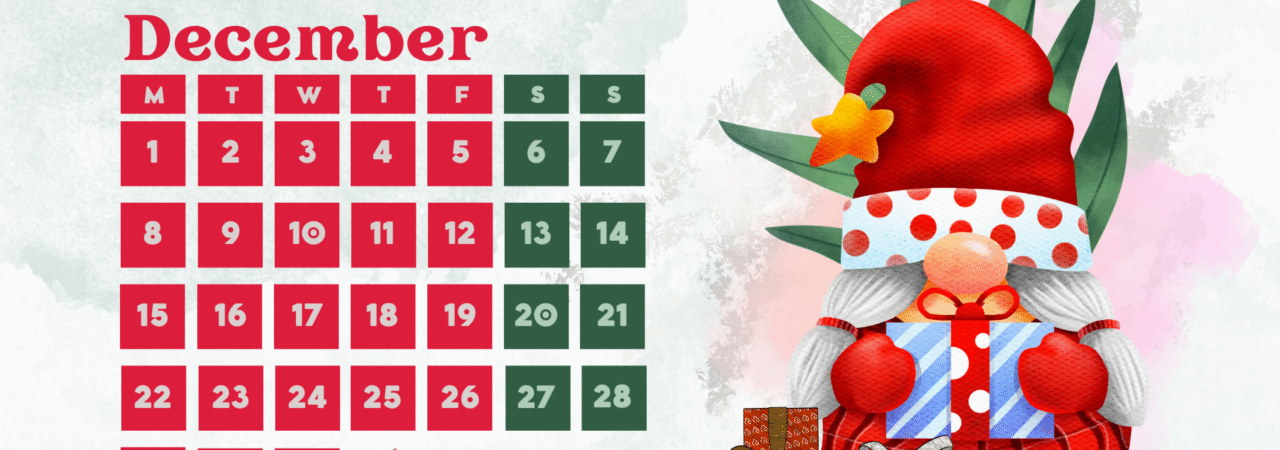 December 2025 Calendar Printable with Santa Claus Pictures