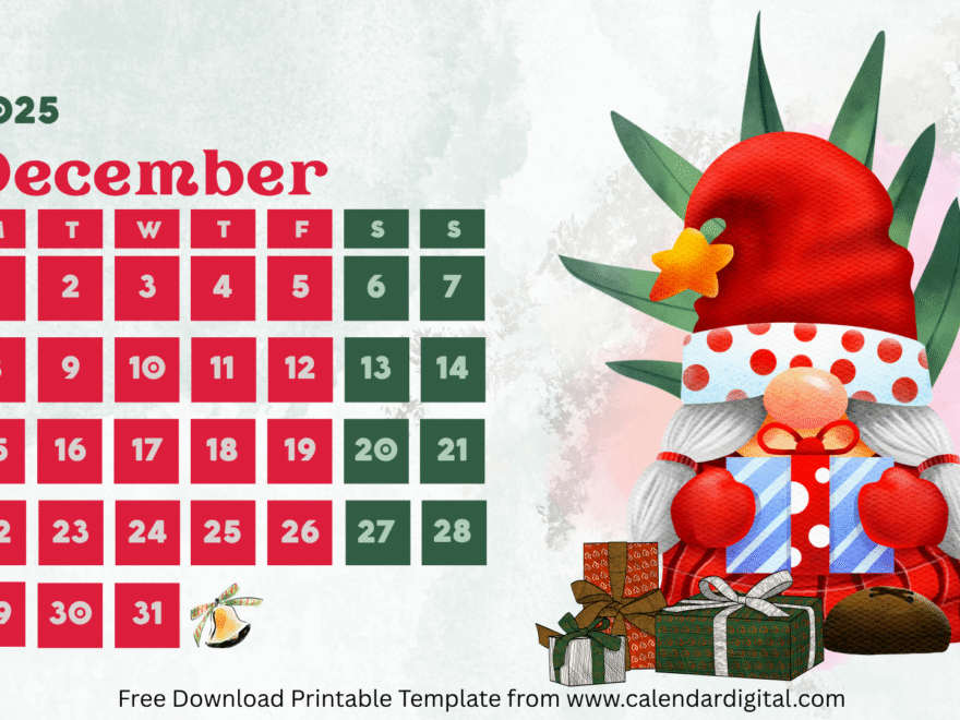December 2025 Calendar Printable with Holidays | Free PDF Download 1 December 2025 Calendar Printable with Santa Claus Pictures