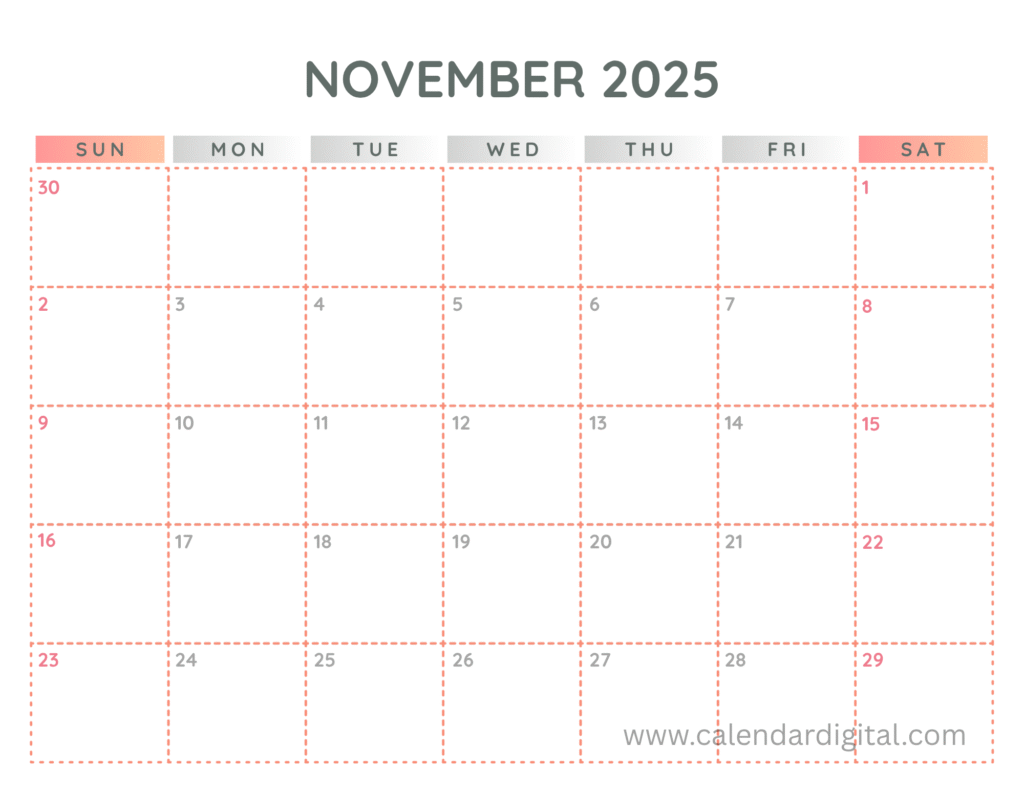 Free Printable November 2025 Calendar