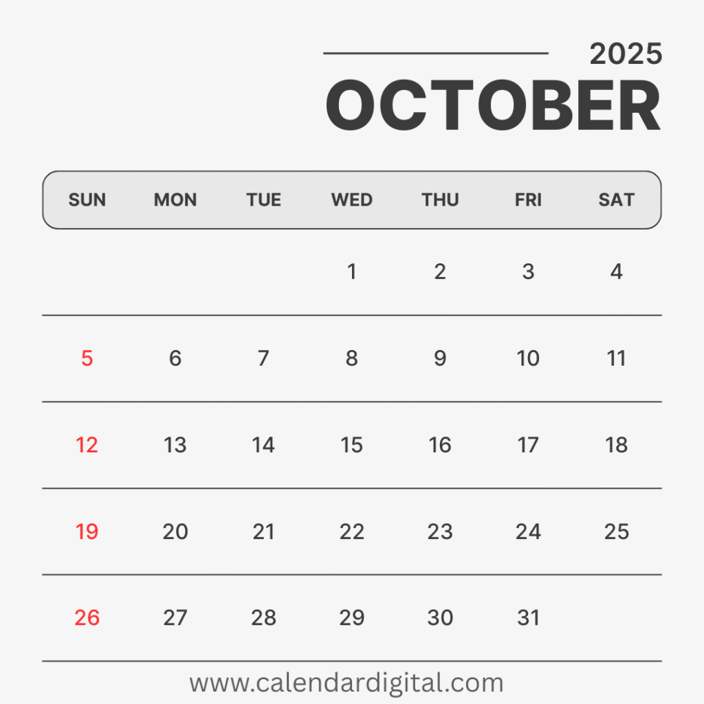 October 2025 Calendar