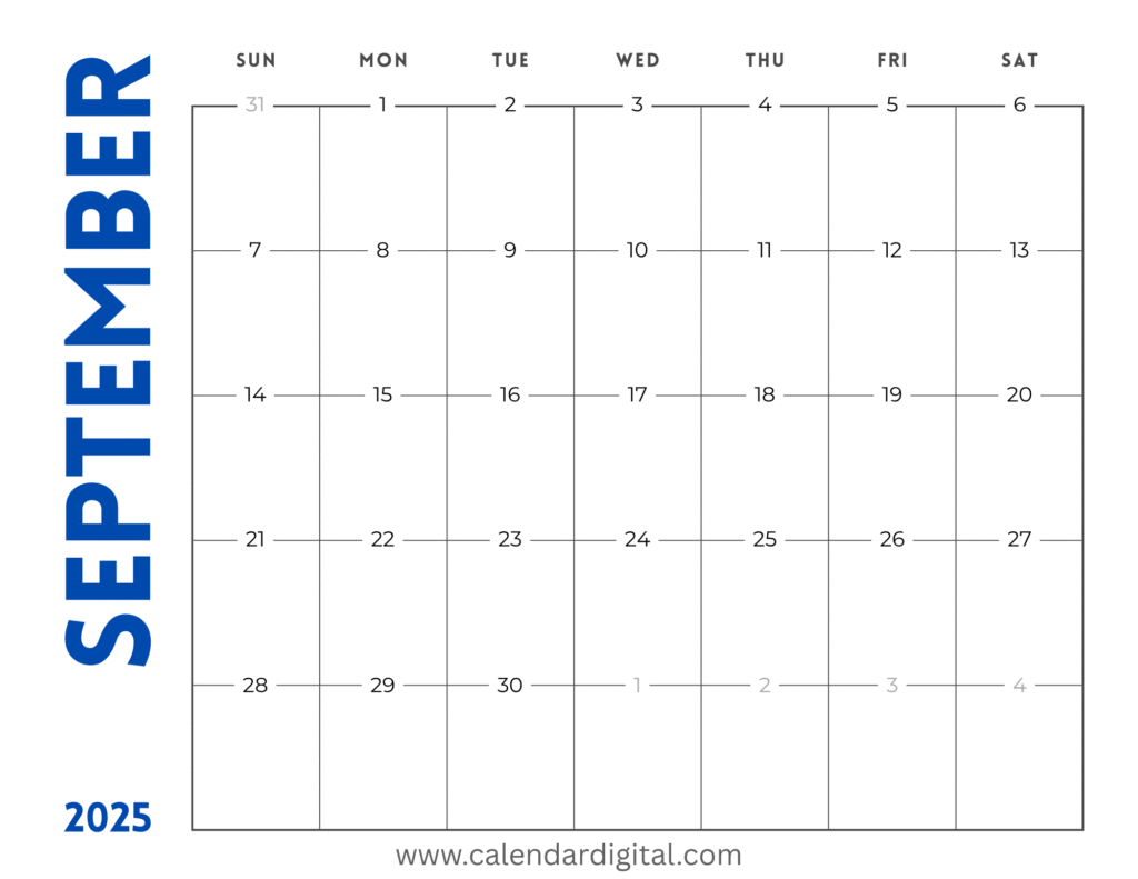 September 2025 Calendar with Holidays: Plan Your Month with Ease 4 September 2025 Planner Monthly Calendar