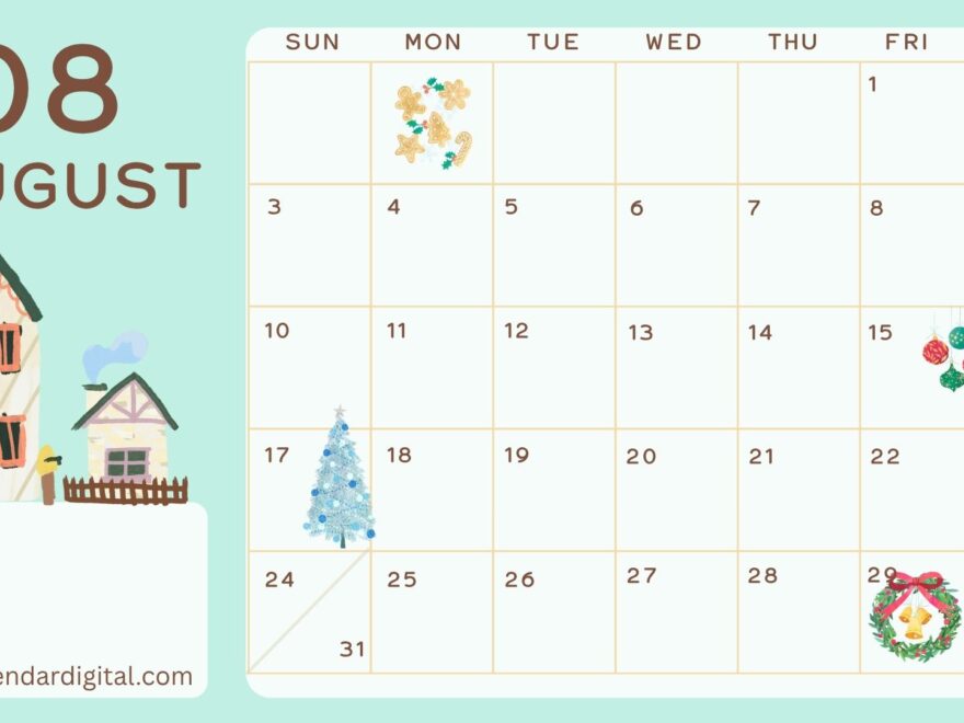 Cute August Calendar 2025: Free Printable & Editable Templates for All Ages 1 Cute August Calendar Printable Template