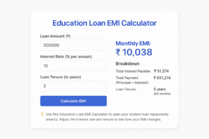 Education Loan EMI Calculator