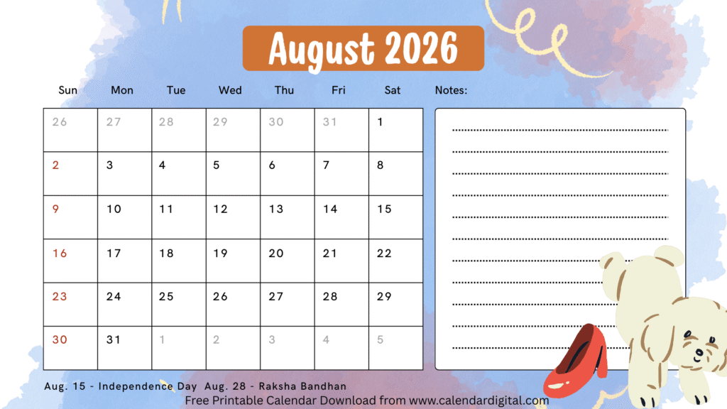 August 2026 Calendar