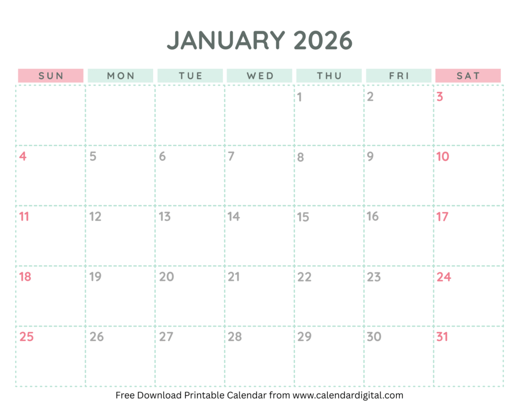 January 2026 calendar with holidays and festivals