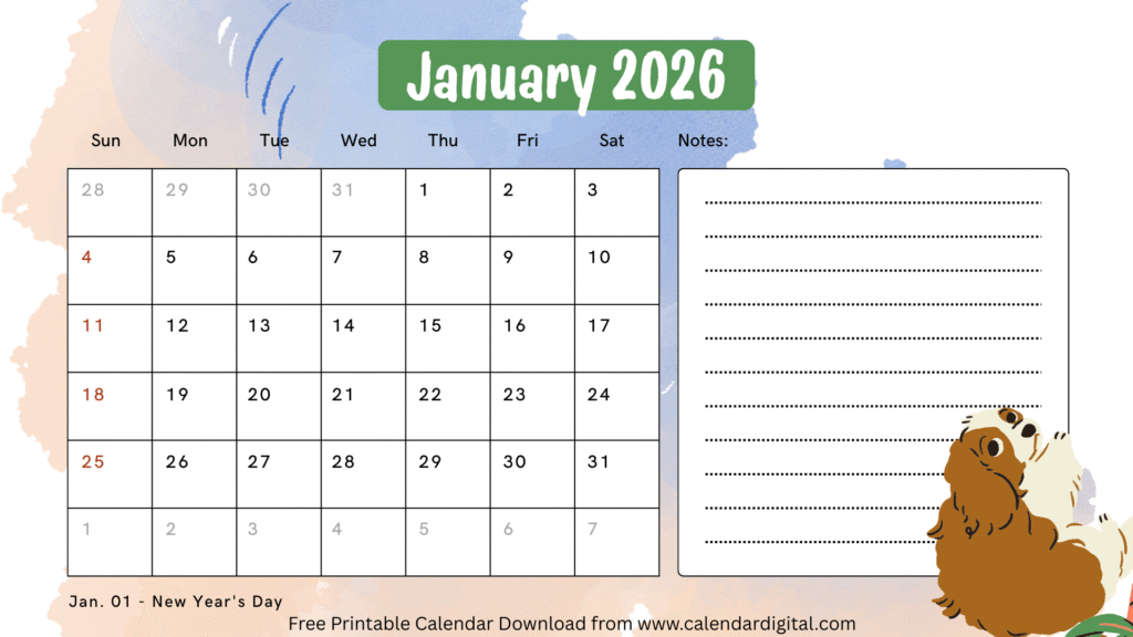January 2026 Calendar