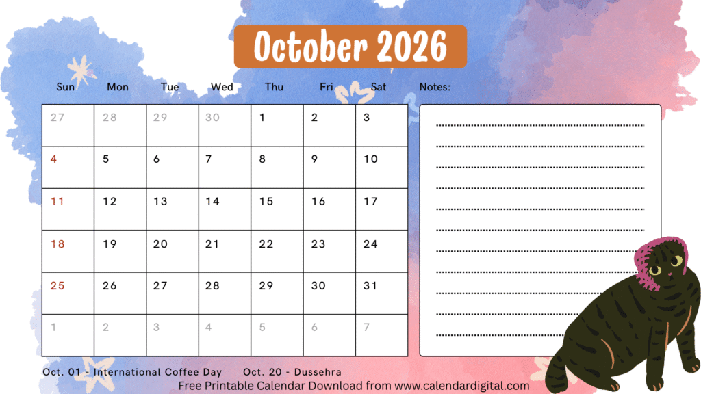 October 2026 Calendar