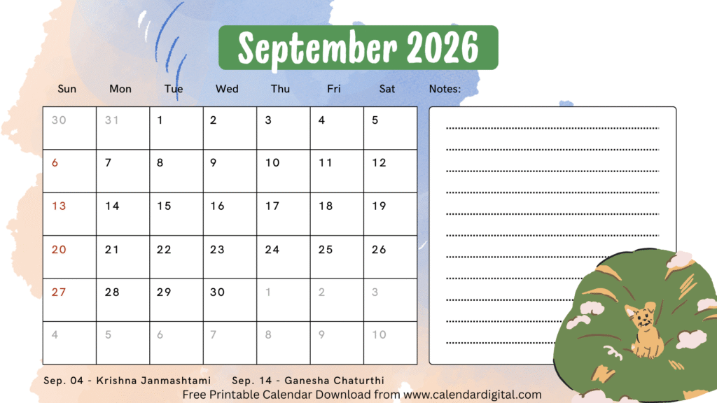 September 2026 Calendar