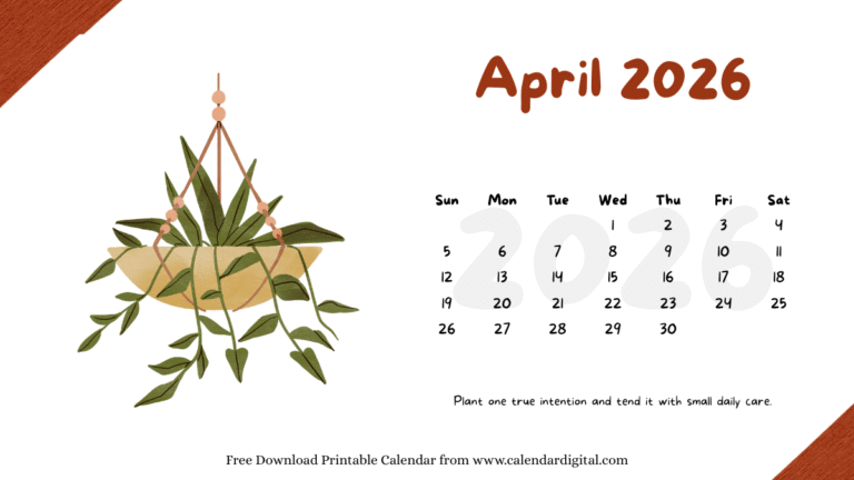 April 2026 Calendar – Holidays, Festivals, Important Dates & Printable PDF 3 April 2026 Calendar Beautiful Plant With Calendar