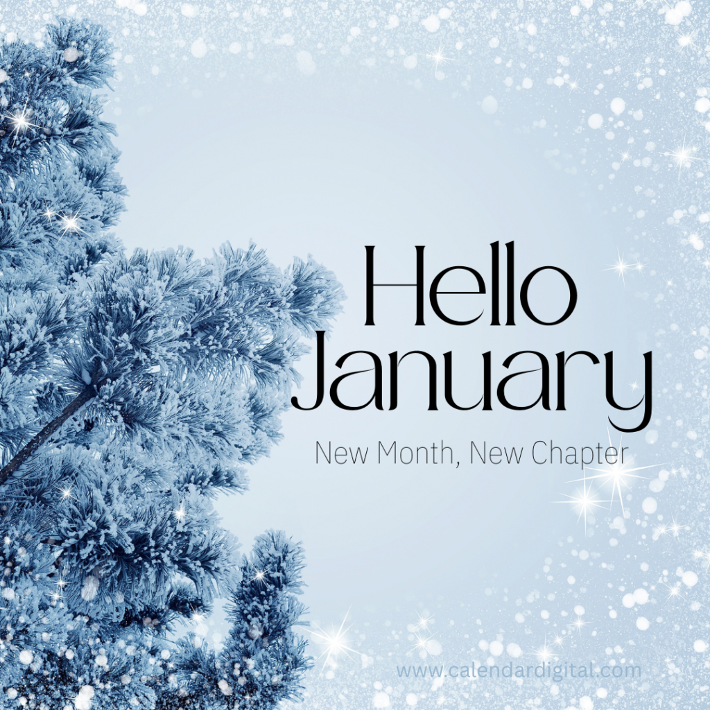 Hello January: Free Download Images, GIFs, Clip Art & Wishes to Welcome the New Month 6 Hello January new month new chapter winter snowy tree background