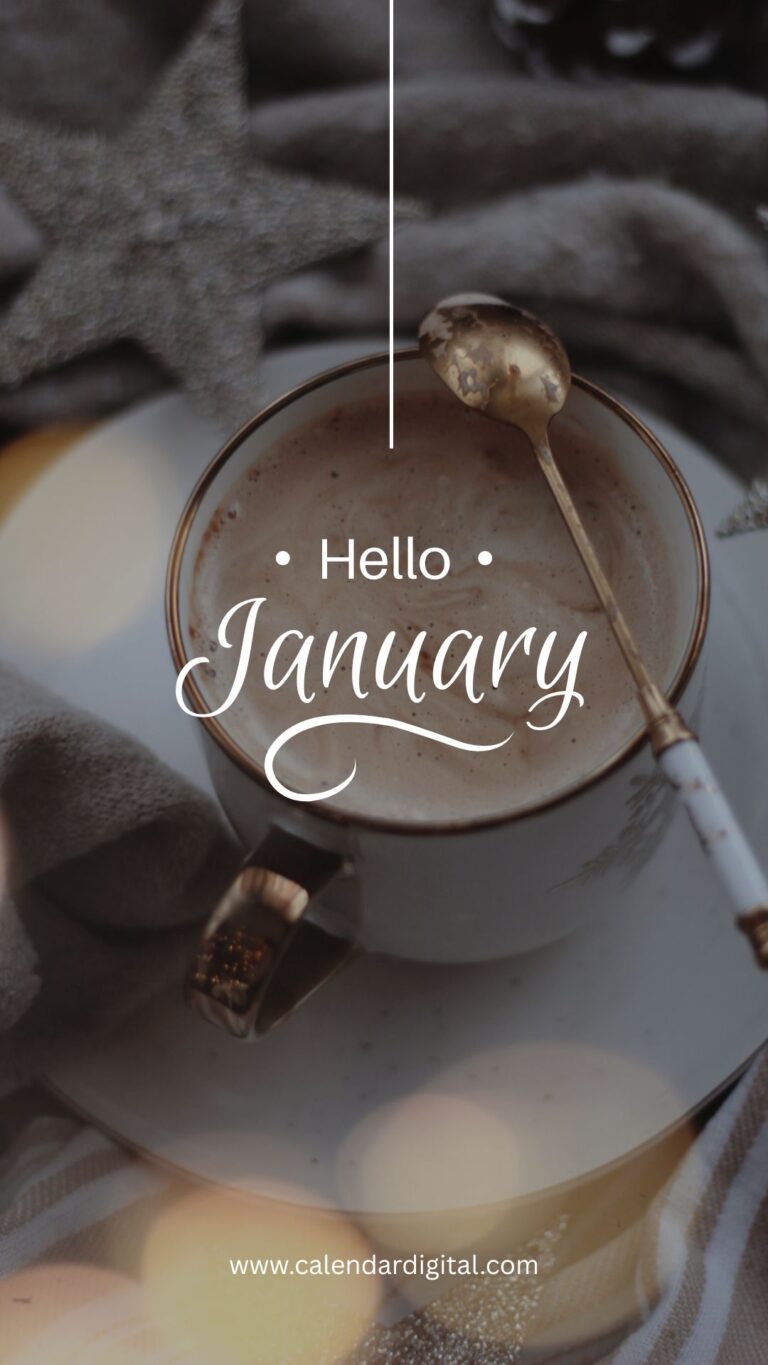 Hello January: Free Download Images, GIFs, Clip Art & Wishes to Welcome the New Month 1 Hello January winter hot chocolate mug cozy minimalist aesthetic