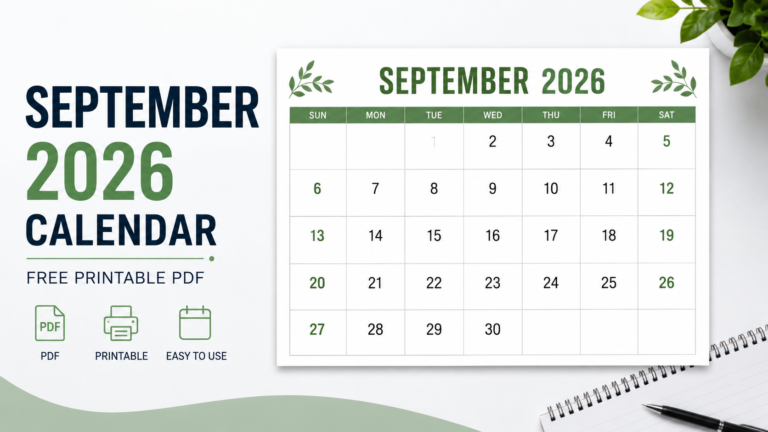 September 2026 Calendar – Free Printable PDF Download, Holidays & Monthly Planning Guide 1 September 2026 Calendar